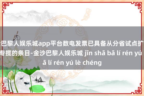 现金巴黎人娱乐城app平台数电发票已具备从分省试点扩充到天下彭胀专揽的条目-金沙巴黎人娱乐城 jīn shā bā lí rén yú lè chéng